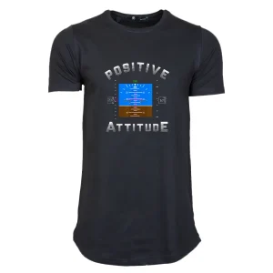 تیشرت لانگ مشکی با طرح Positive Attitude
