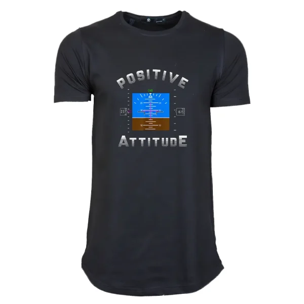 تیشرت لانگ مشکی با طرح Positive Attitude
