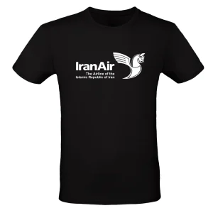 تیشرت مشکی با لوگوی ایران ایر خرید تیشرت لوگوی شرکت هما The Airline of Islamic Republic of Iran