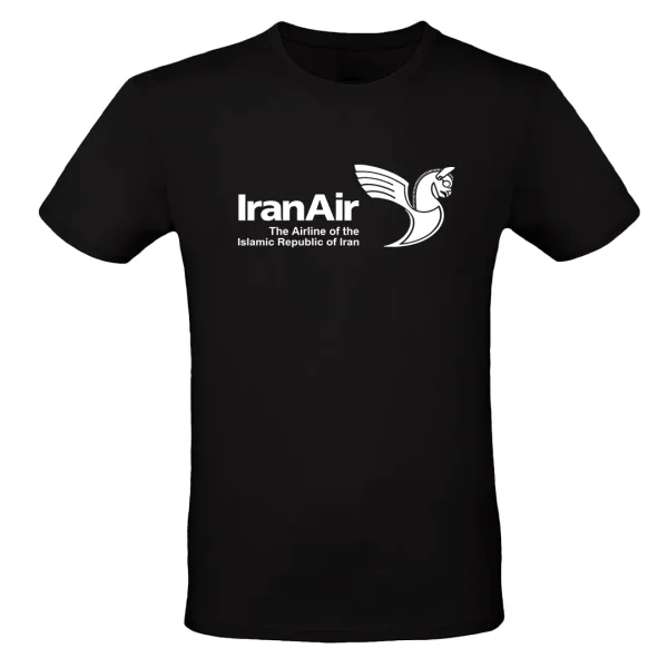 تیشرت مشکی با لوگوی ایران ایر خرید تیشرت لوگوی شرکت هما The Airline of Islamic Republic of Iran