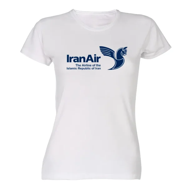 تیشرت سفید زنانه با لوگوی ایران ایر خرید تیشرت لوگوی شرکت هما The Airline of Islamic Republic of Iran