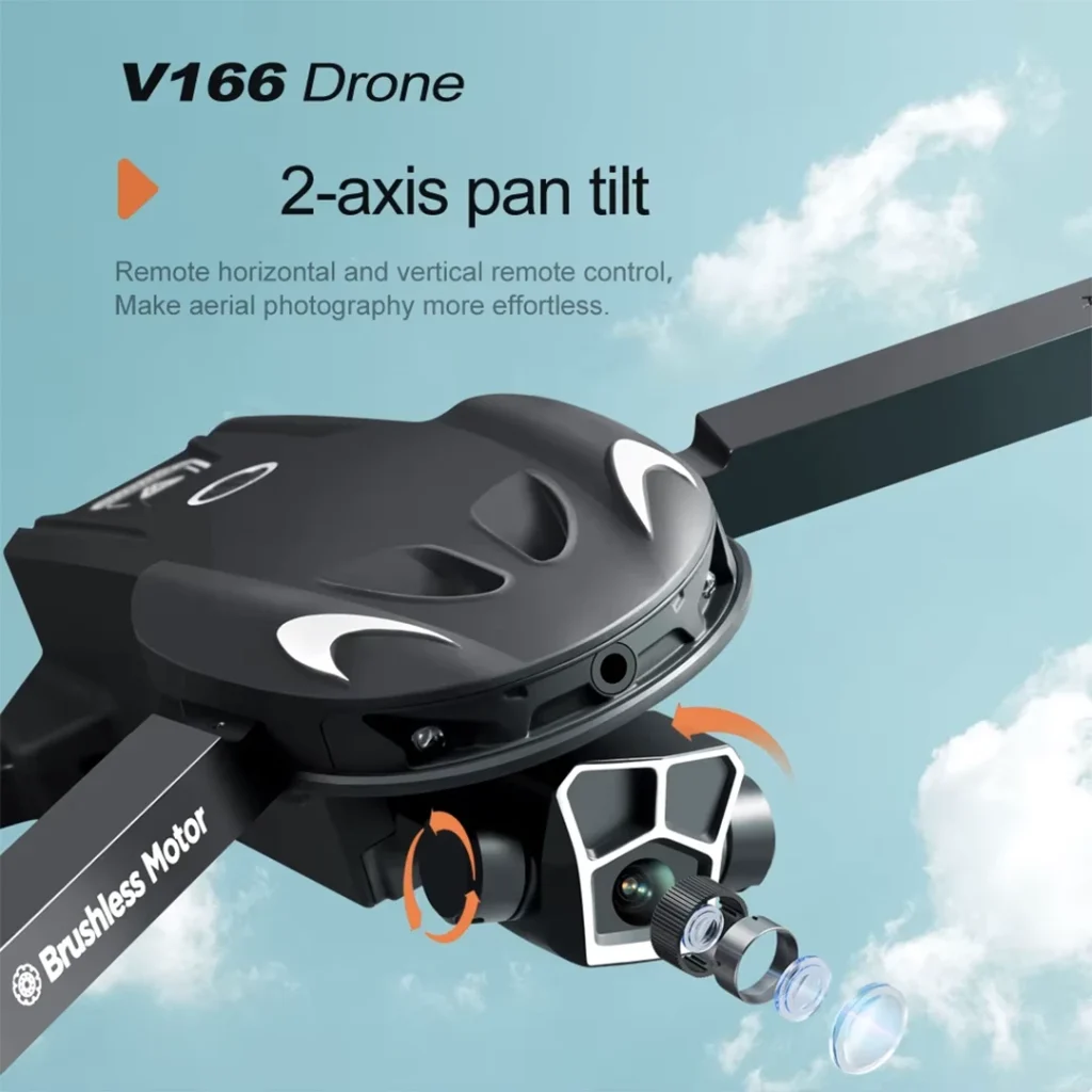 کوادکوپتر V166 با موتور براشلس خرید هلیشات اقتصادی با کیفیت خوب پهپاد وی 166