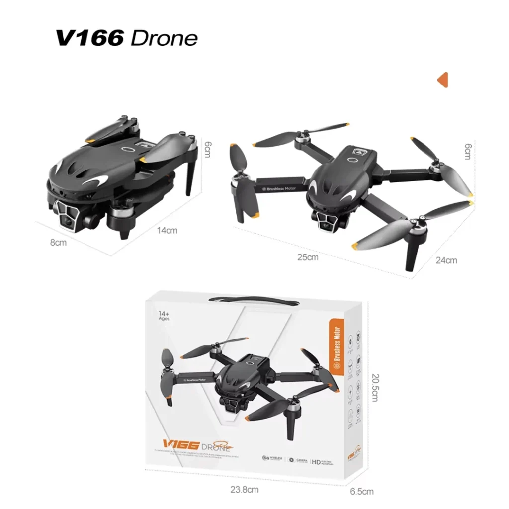 کوادکوپتر V166 با موتور براشلس خرید هلیشات اقتصادی با کیفیت خوب پهپاد وی 166