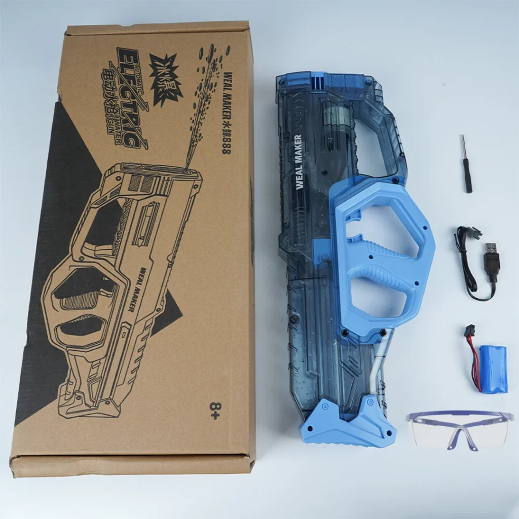 تفنگ آب پاش weal maker سایز بزرگ با مکش خودکار آب خرید تفنگ آبپاش الکتریکی با پرتاب برقی و شارژی با 10 متر قدرت پرتاب