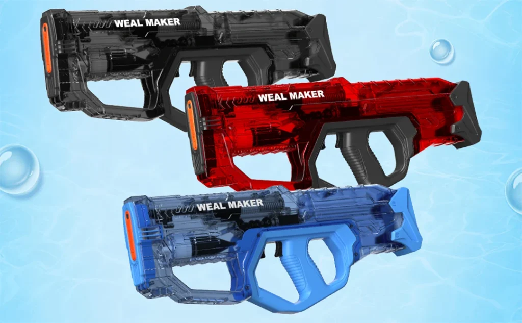 تفنگ آب پاش weal maker سایز بزرگ با مکش خودکار آب خرید تفنگ آبپاش الکتریکی با پرتاب برقی و شارژی با 10 متر قدرت پرتاب